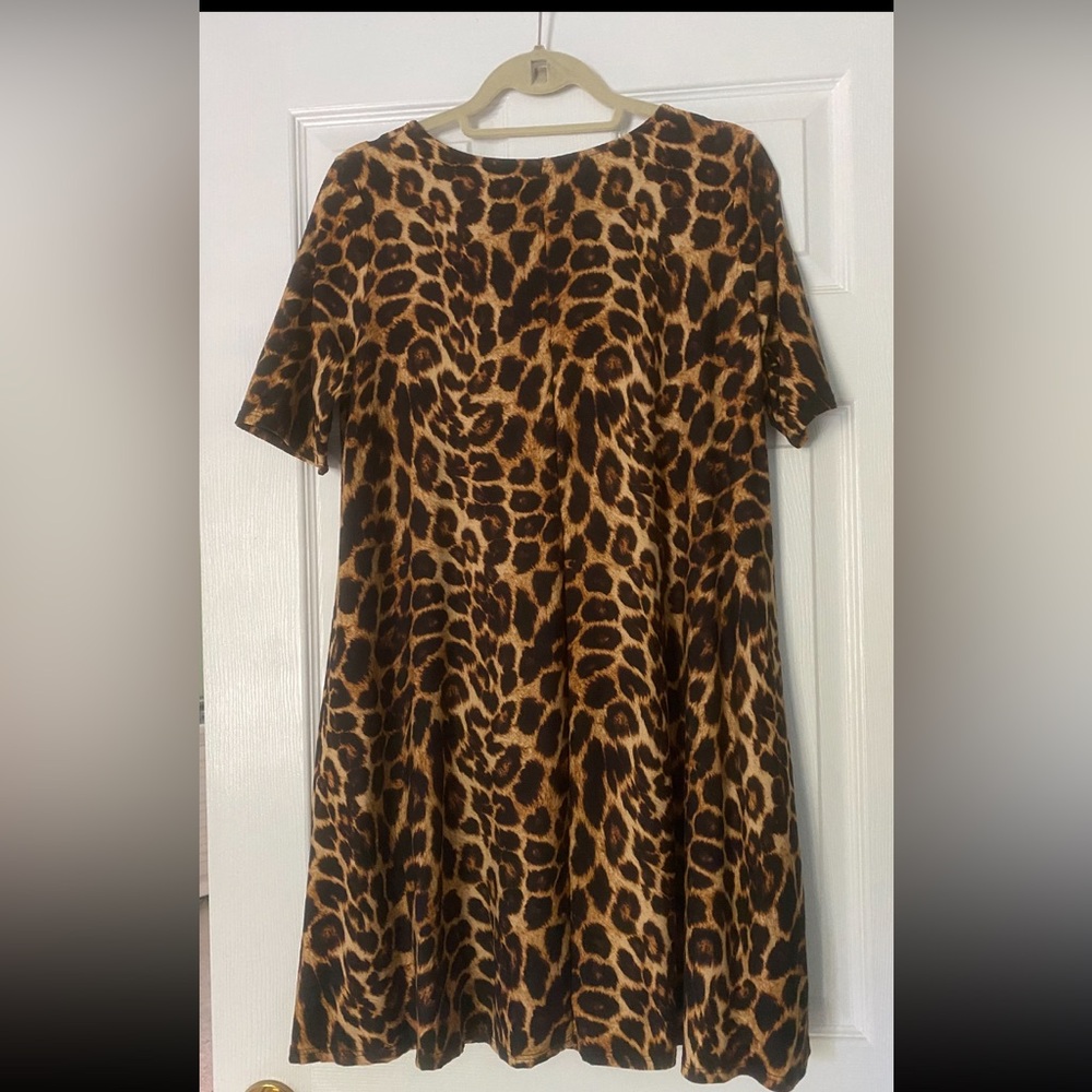 Agnes & Dora Leopard Print Dress in Brown and Black